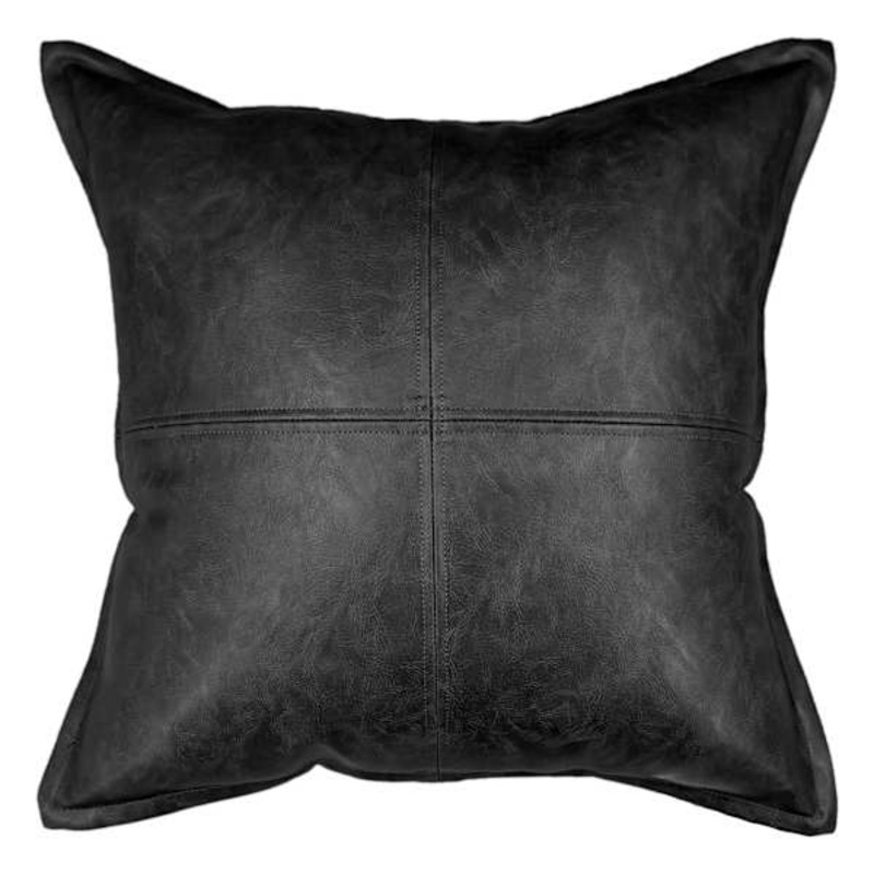 Crosby St. Black Faux Leather Throw Pillow, 18″