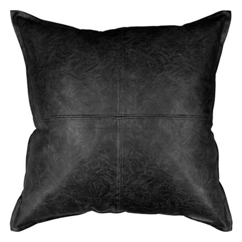 Crosby St. Black Faux Leather Throw Pillow, 24″