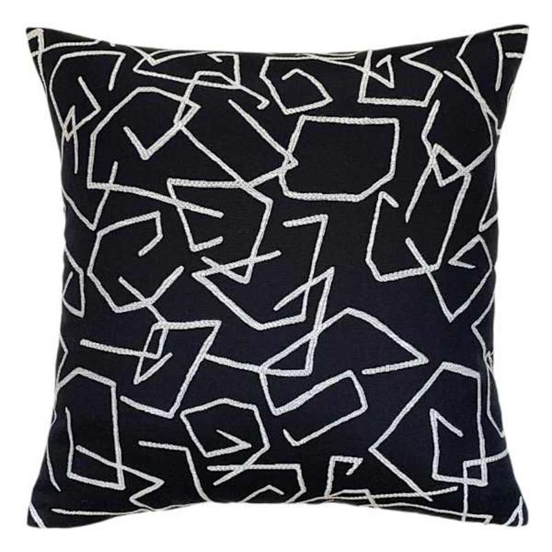 Crosby St. Black Geo Jacquard Throw Pillow, 18″
