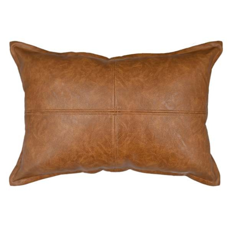 Crosby St. Brown Faux Leather Oblong Throw Pillow, 14×20