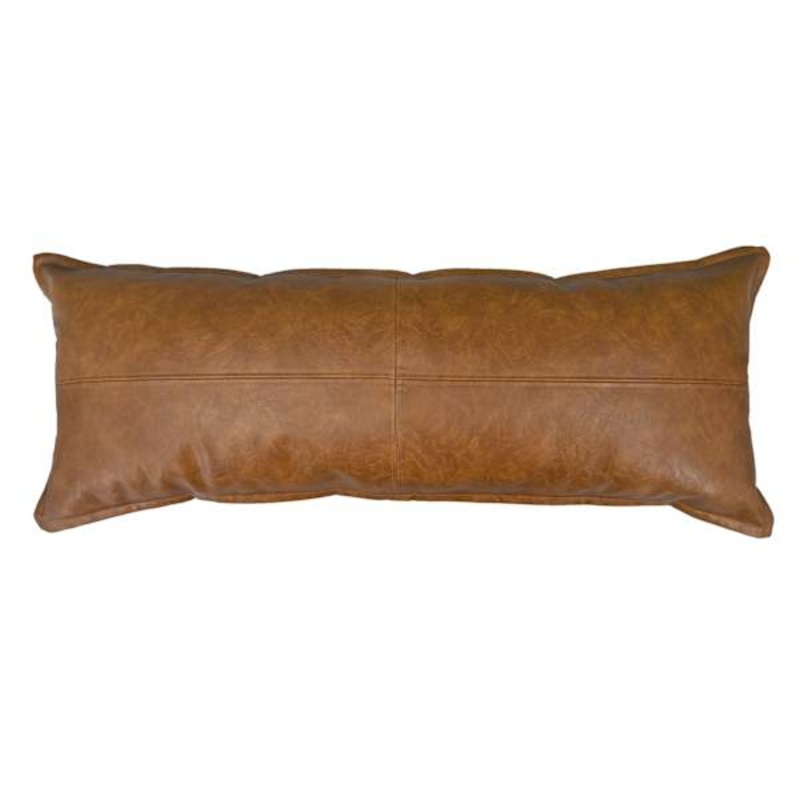 Crosby St. Brown Faux Leather Oblong Throw Pillow, 14×36