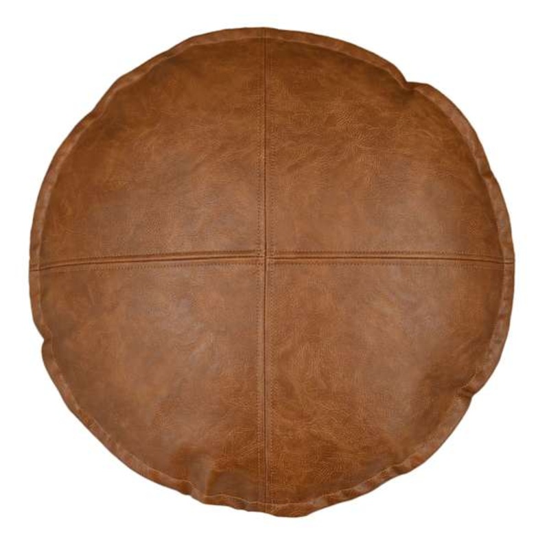 Crosby St. Brown Faux Leather Round Throw Pillow, 16″