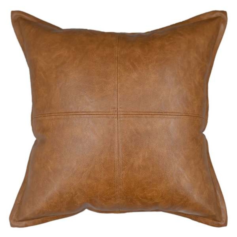 Crosby St. Brown Faux Leather Throw Pillow, 18″