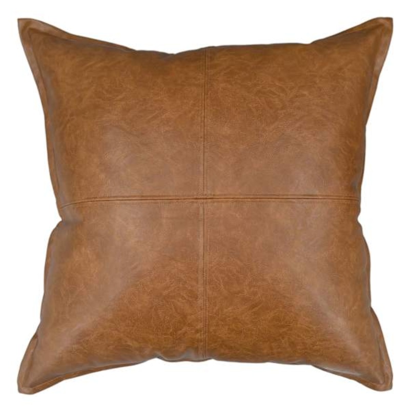 Crosby St. Brown Faux Leather Throw Pillow, 24″