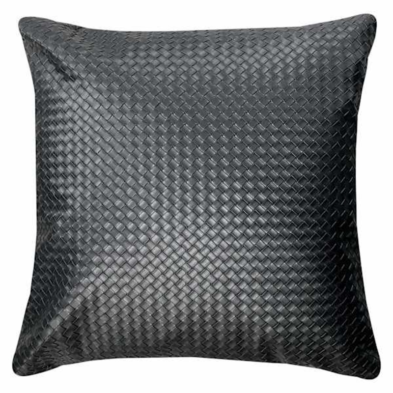 Crosby St. Woven Leather Throw Pillow, 18″