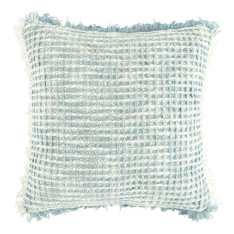 Delphi Blue Waffle Fringe Throw Pillow, 21″