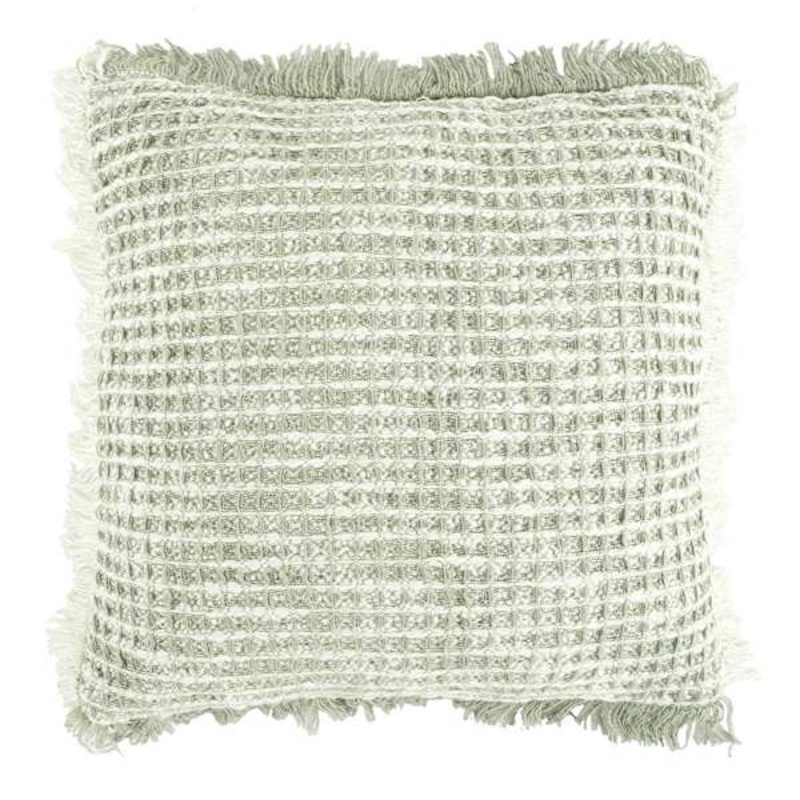 Delphi Sage Waffle Fringe Throw Pillow, 21″