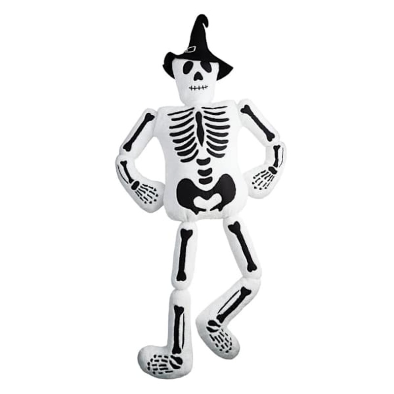 Oversized Skeleton Throw Pillow with Witch Hat, 60×22