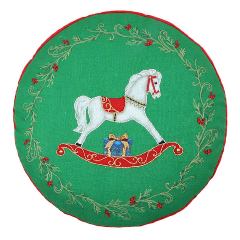 Rocking Horse Round Throw Pillow, 16″