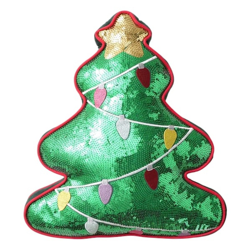 Sequin Christmas Tree Throw Pillow, 18″