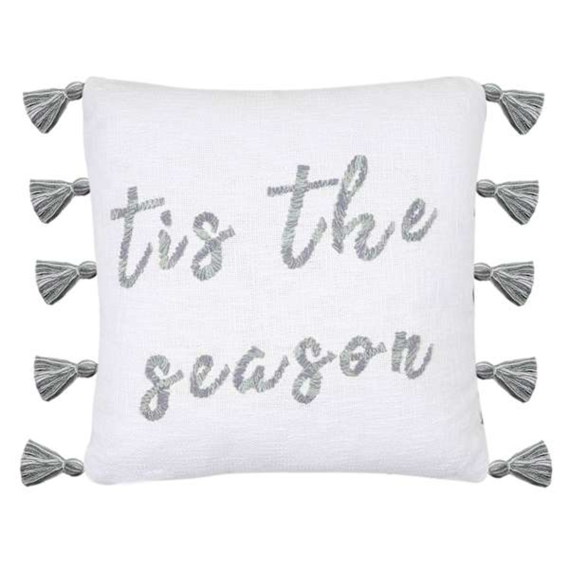 Tis The Season Embroidered Throw Pillow, 18″