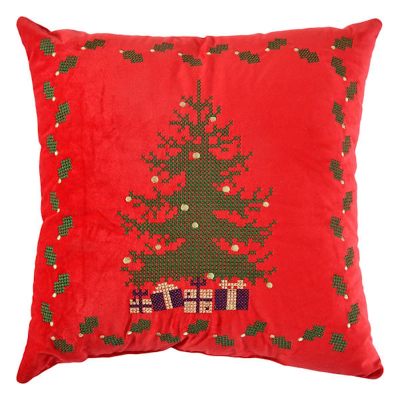 Tree Cross Stitch Throw Pillow, 18″