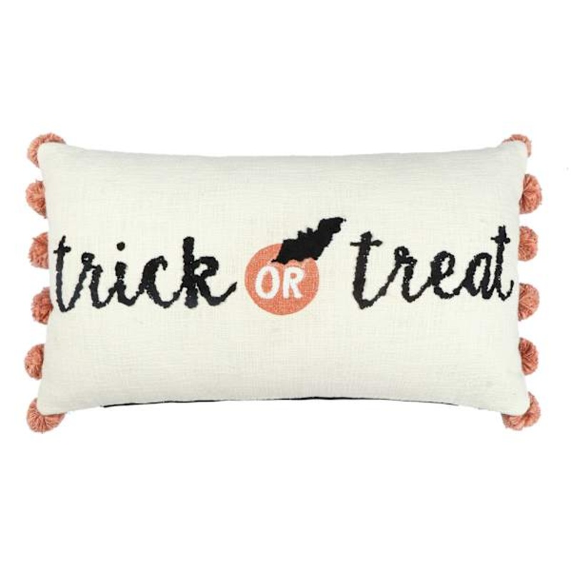 Trick or Treat Halloween Throw Pillow with Tassels, 14×24