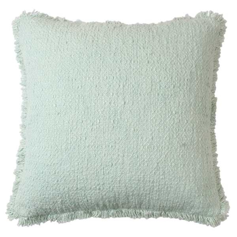 Aqua Textured Fringe Border Throw Pillow, 20″