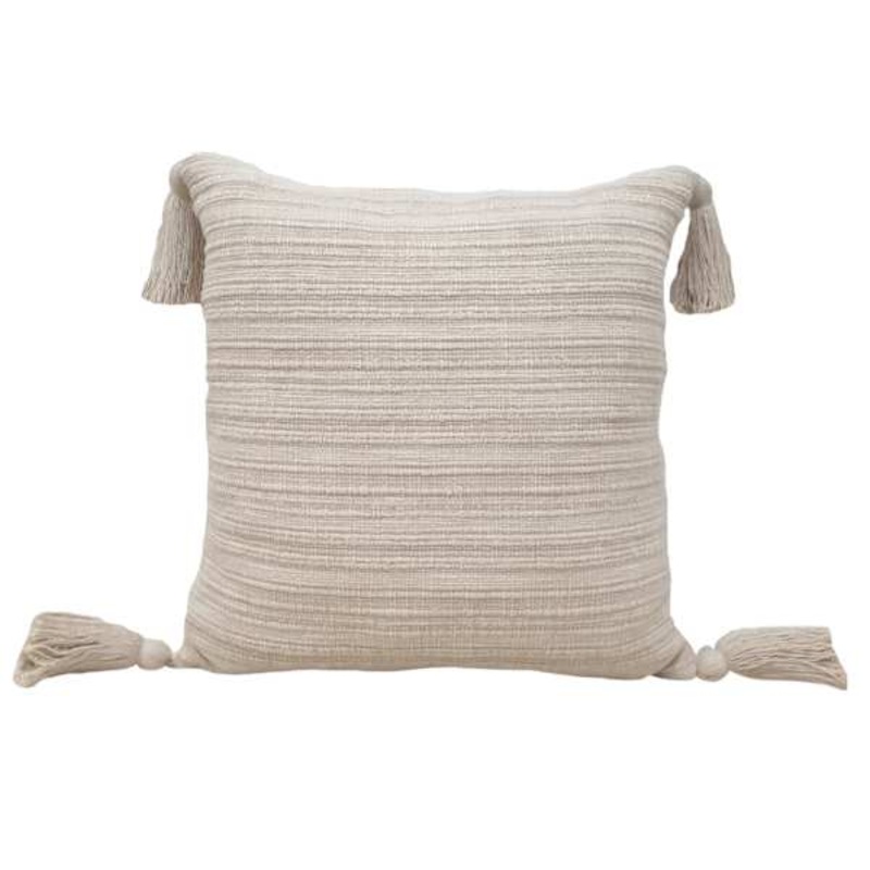 Beige Chunky Slub Weave Throw Pillow, 18″