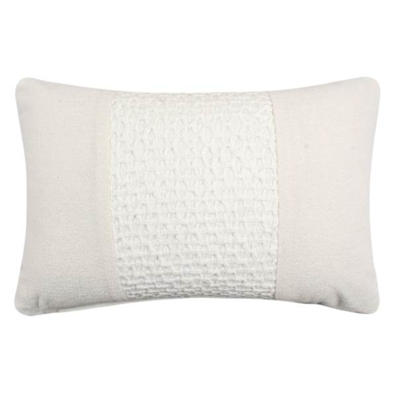 Beige Woven Textured Patch Pillow 14×22