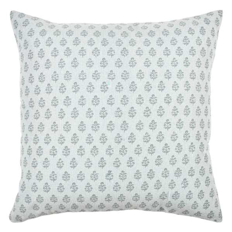 Blue Floral Print Throw Pillow, 18″