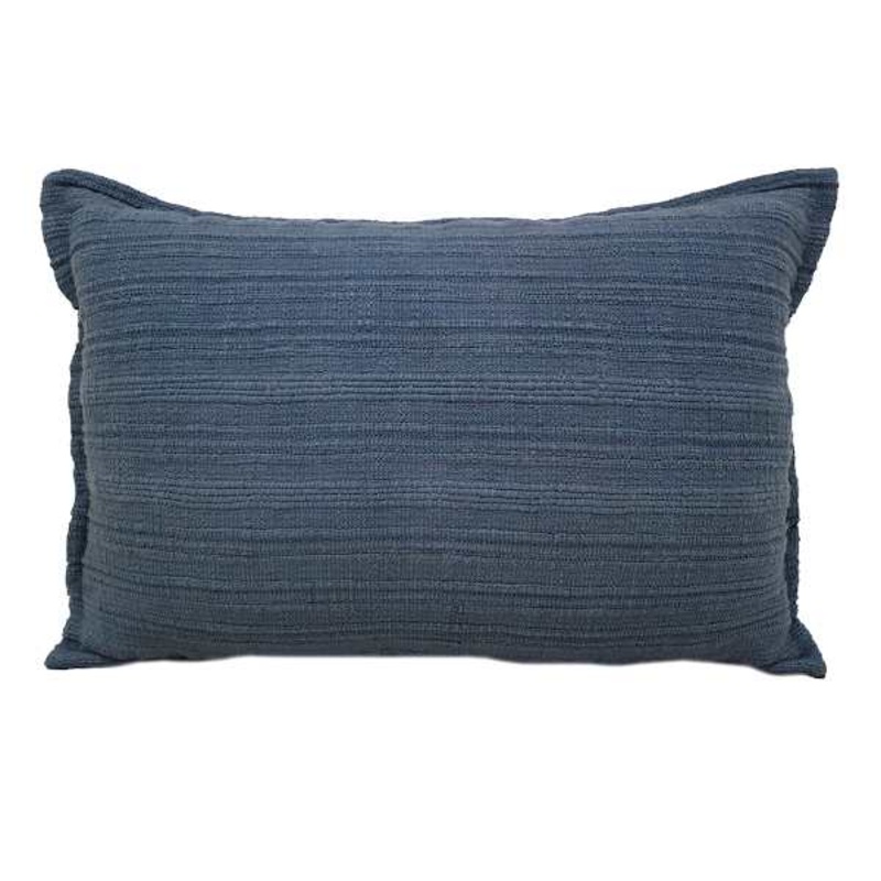 Blue Striped Slub Throw Pillow, 14×20