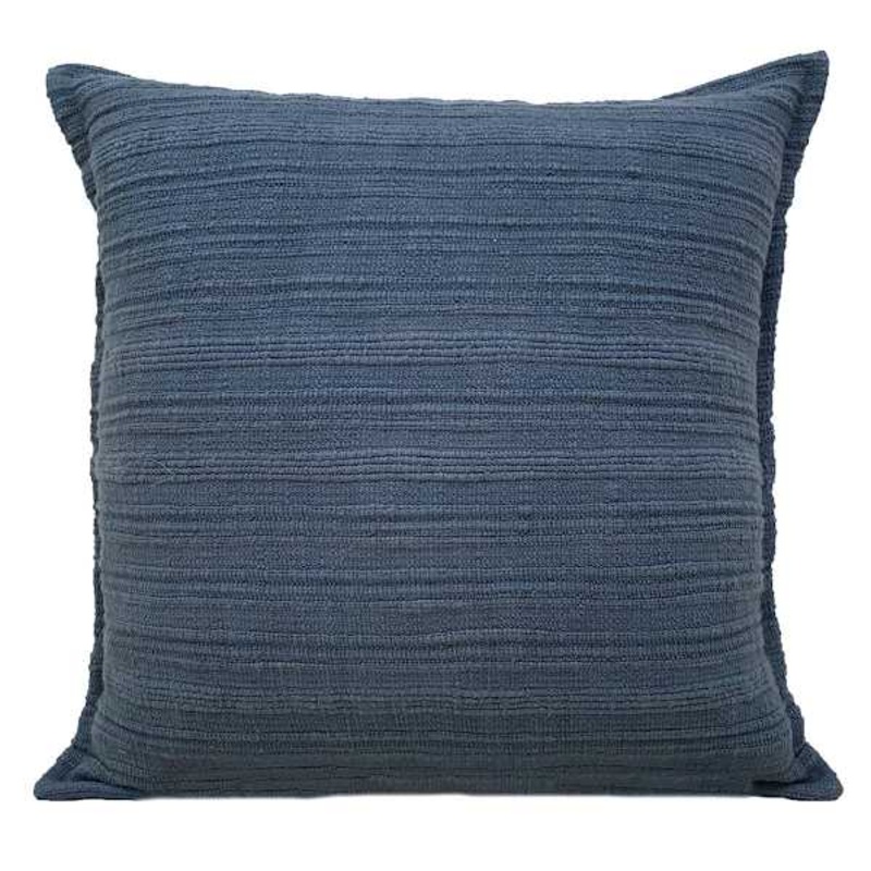 Blue Striped Slub Throw Pillow, 18″