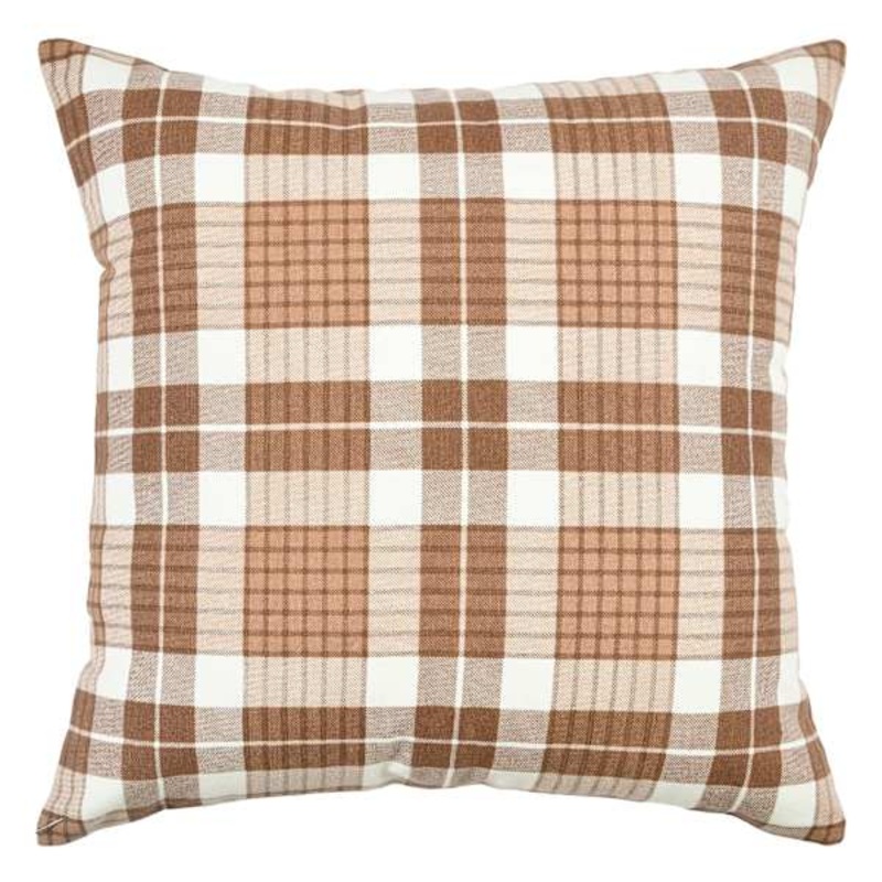 Brown Tonal Plaid Throw Pillow, 18″