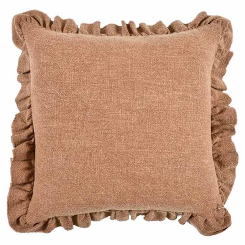 Dark Brown Solid Textured Ruffle Throw Pillow, 18″