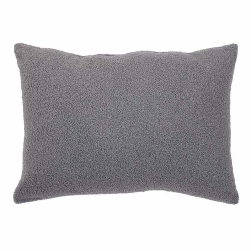 Dark Grey Teddy Boucle Throw Pillow, 14×20