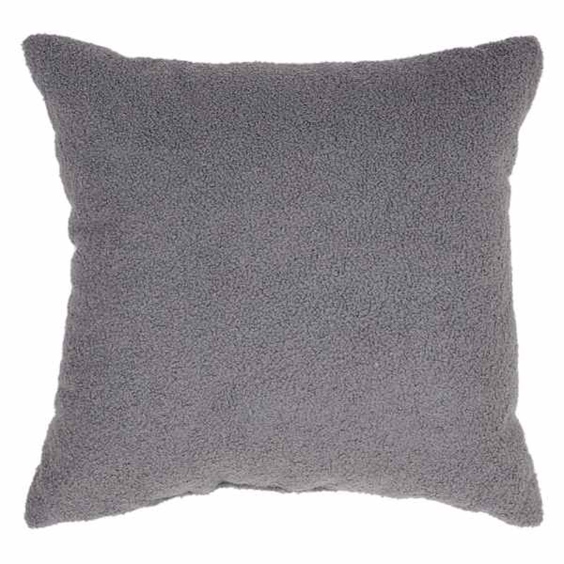 Dark Grey Teddy Boucle Throw Pillow, 18″