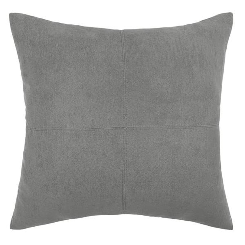 Drizzle Grey Torrey Faux Suede Throw Pillow, 24″