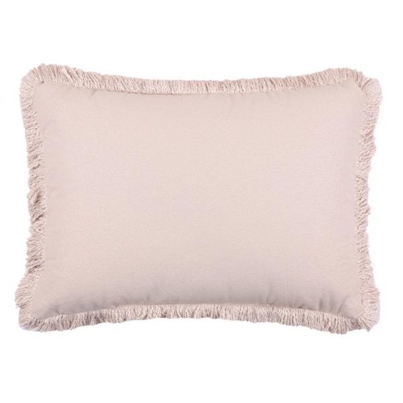 Found & Fable Solid Taupe Woven Throw Pillow with Fringe, 14×20