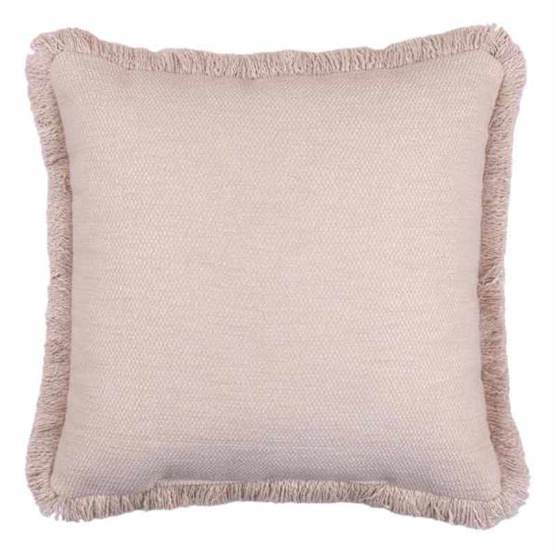 Found & Fable Solid Taupe Woven Throw Pillow with Fringe, 18″