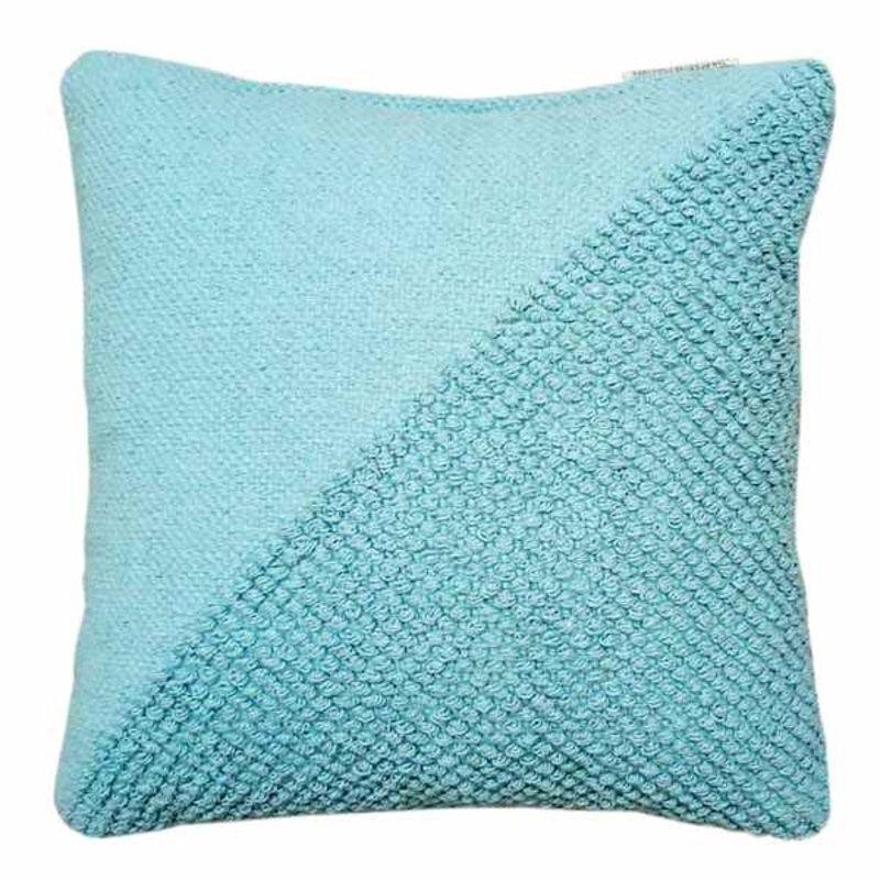 Fresh Start Blue Woven Slub Throw Pillow, 18″
