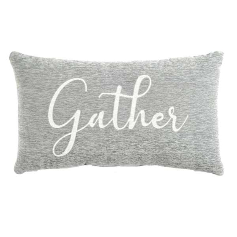 Gather Grey Chenille Oblong Throw Pillow, 14×24