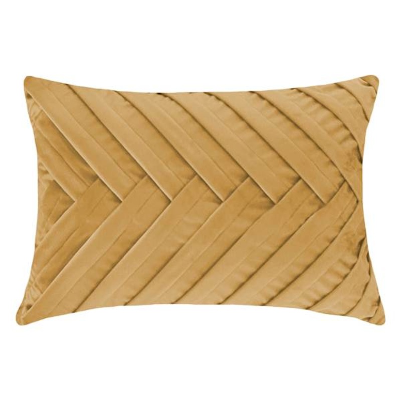 Gold Herringbone Pleat Oblong Throw Pillow, 14×20