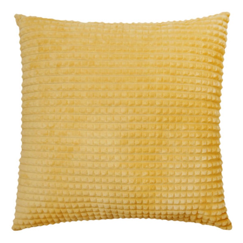 Gold Plush Check Throw Pillow, 24″