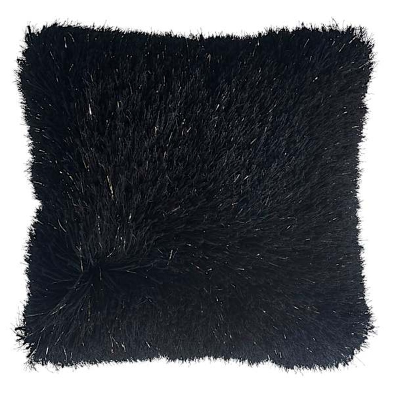 Grant Black Lurex Shag Throw Pillow, 24″