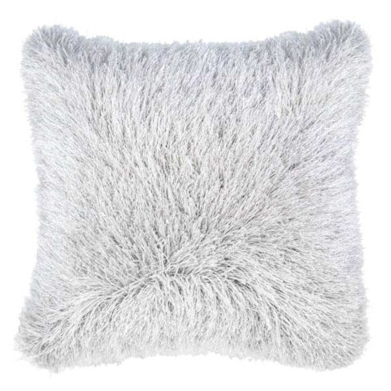 Grant Grey Lurex Shag Throw Pillow, 24″
