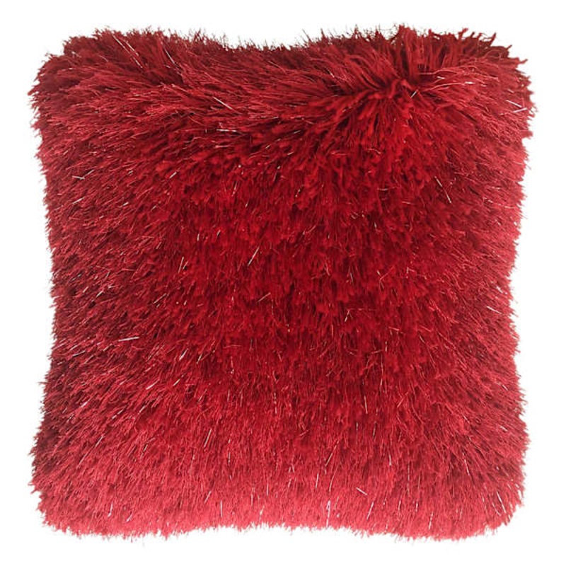 Grant Red Lurex Shag Throw Pillow, 24″