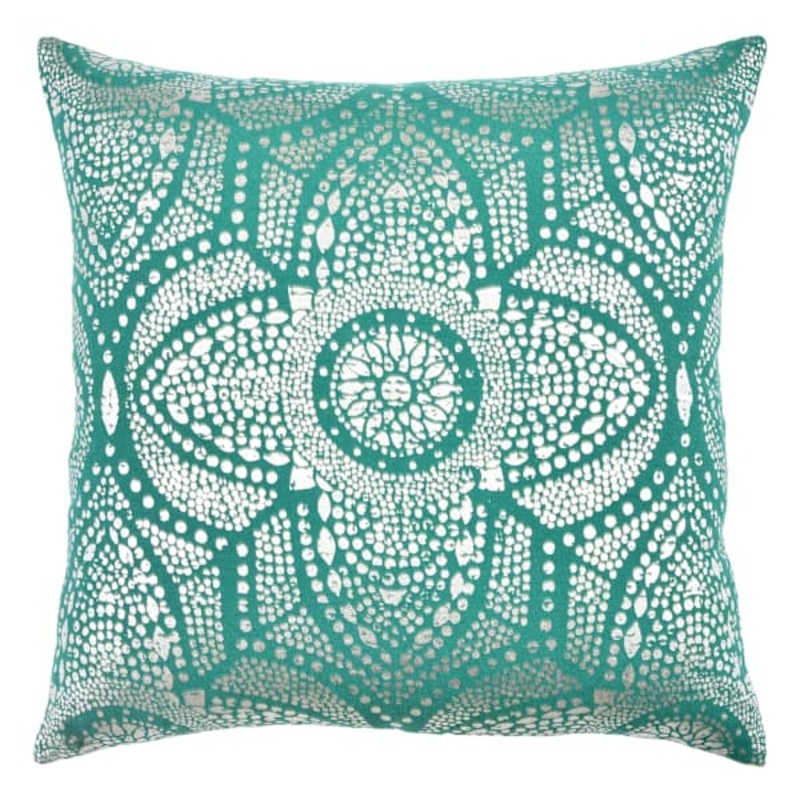 Green Foil Print Throw Pillow, 18″