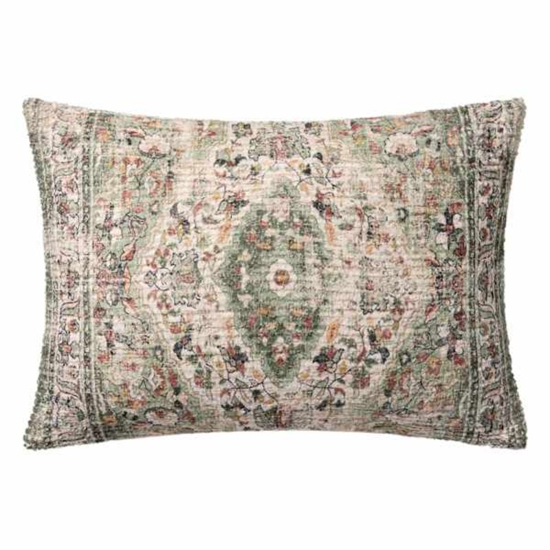Green Printed Throw Pillow, 14×20