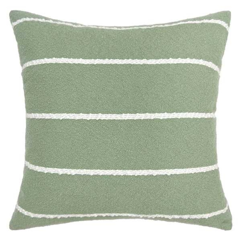 Green Soft Slub Striped Throw Pillow, 18″