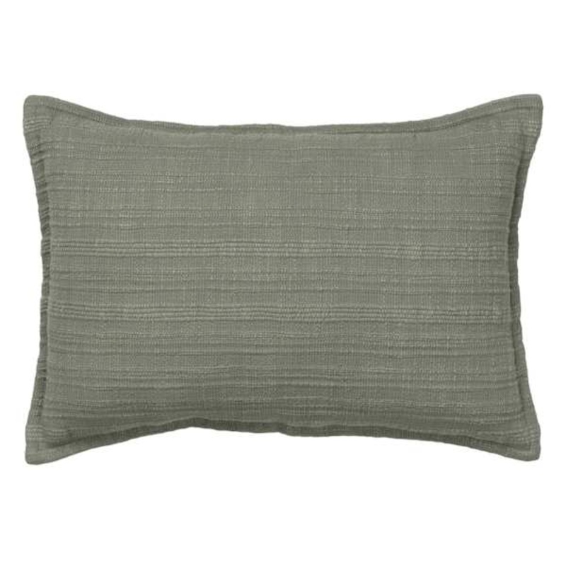 Green Striped Slub Throw Pillow, 14×20