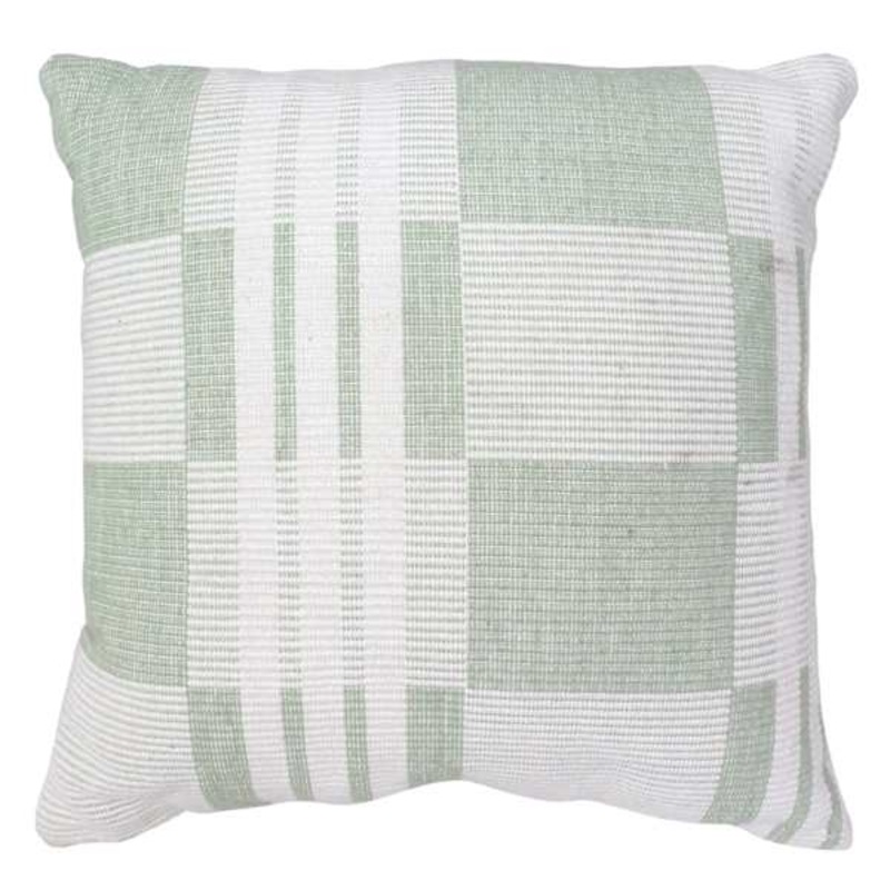 Green Woven Check Throw Pillow, 18″