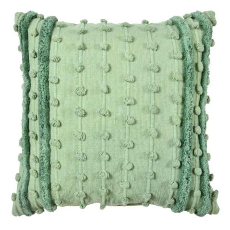 Green Woven Tufted Throw Pillow, 18″