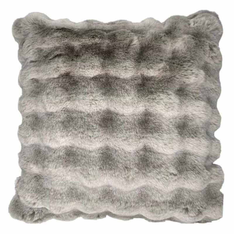 Greige Luxury Pom-Pom Faux Fur Throw Pillow, 24″