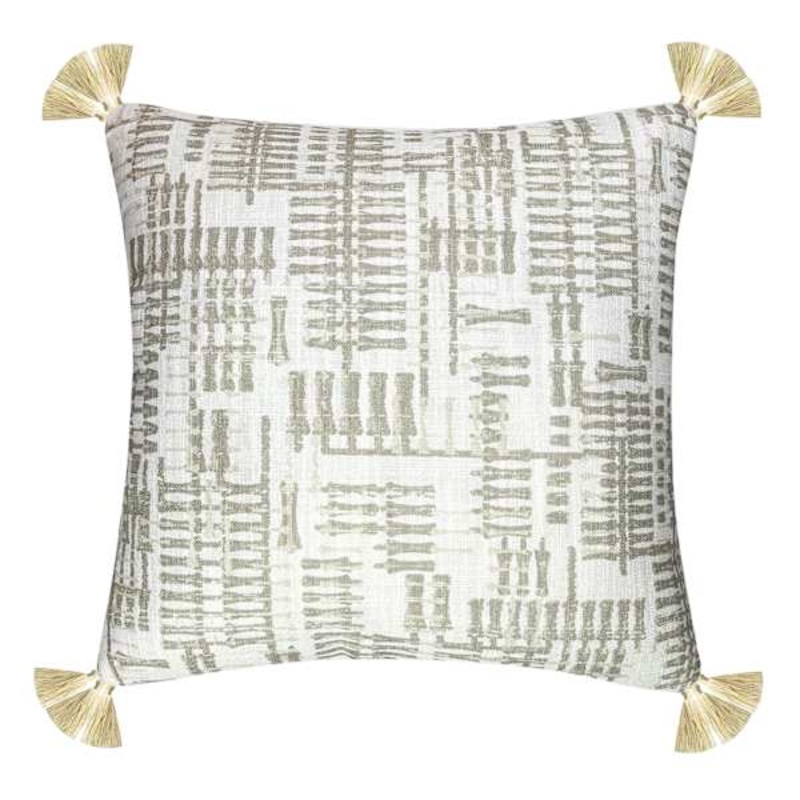 Grey Bone Print Tassel Throw Pillow, 18″