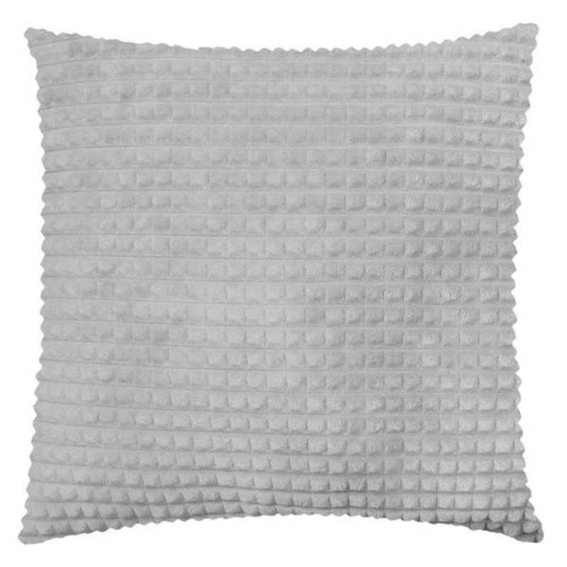 Grey Check Plush Throw Pillow, 18″