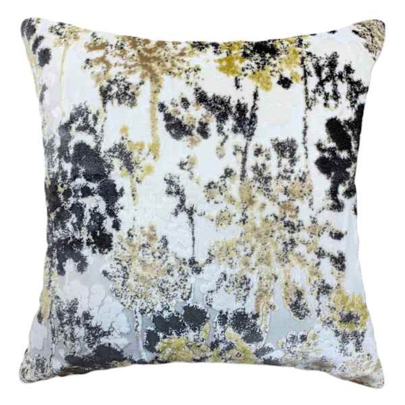 Grey & Gold Dandelion Throw Pillow, 18″