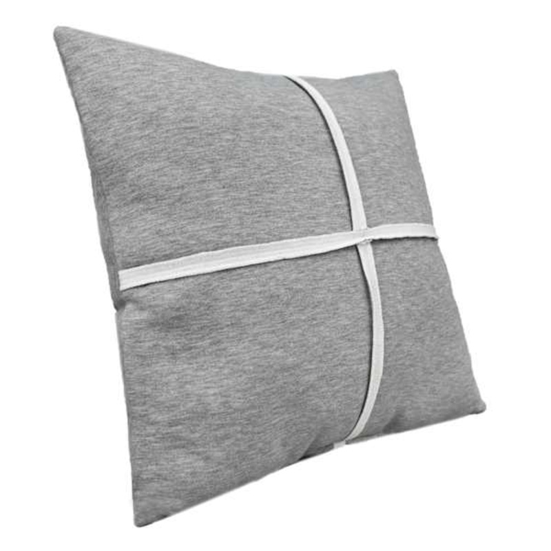 Grey Jersey Throw Pillow, 18″