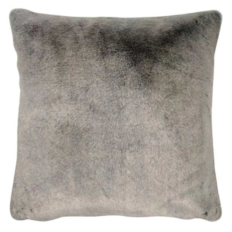 Grey Luxury Chinchilla Faux Fur Euro Throw Pillow, 24″