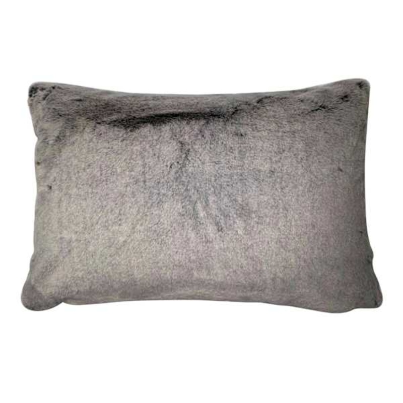 Grey Luxury Chinchilla Faux Fur Throw Pillow, 14×20